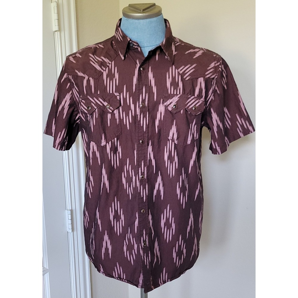 Cody James Mens Treaty Southwestern Pearl Snap Button Up Short Sleeve Shirt Sz L